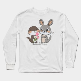 Rabbit & Otter Giving Tulips Long Sleeve T-Shirt